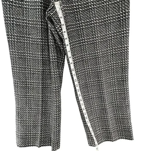 Talbots Vintage Pants Womens 14P Black White Wool Woven Plaid Wide Leg Trousers - Picture 8 of 13